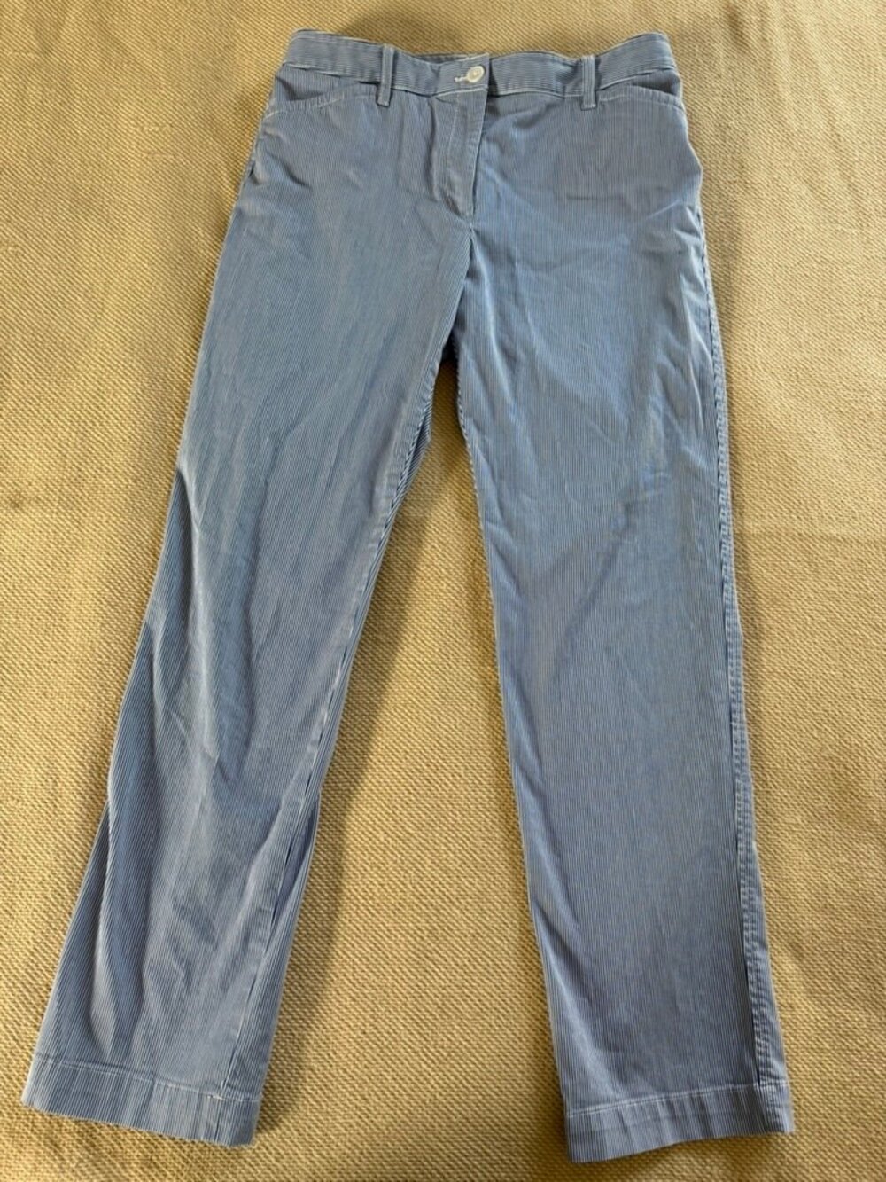 Talbots Striped Trousers Womens Blue White Cotton Pants Excellent